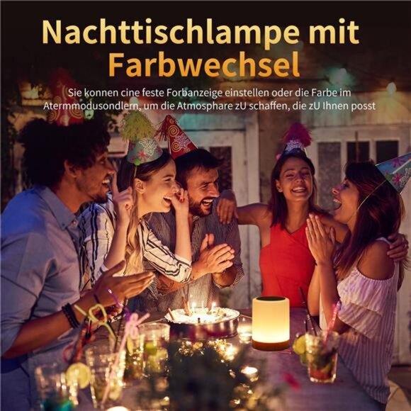 Touch Bedside Table Lamp,13 RGB Colors & 5 Brightness, USB Rechargeable - Picture 7 of 8